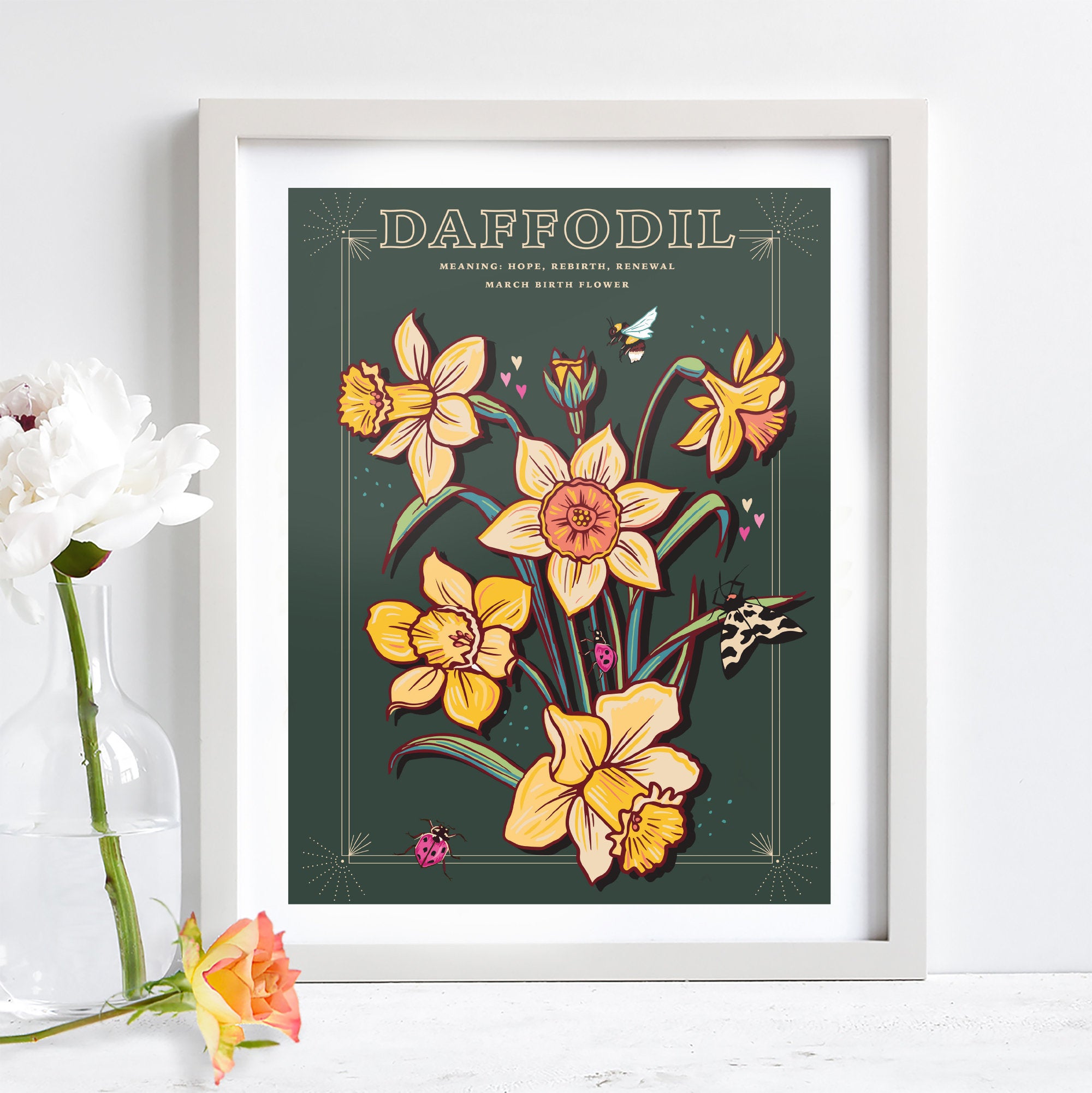 Daffodils March Birth Flower Wall Art Print