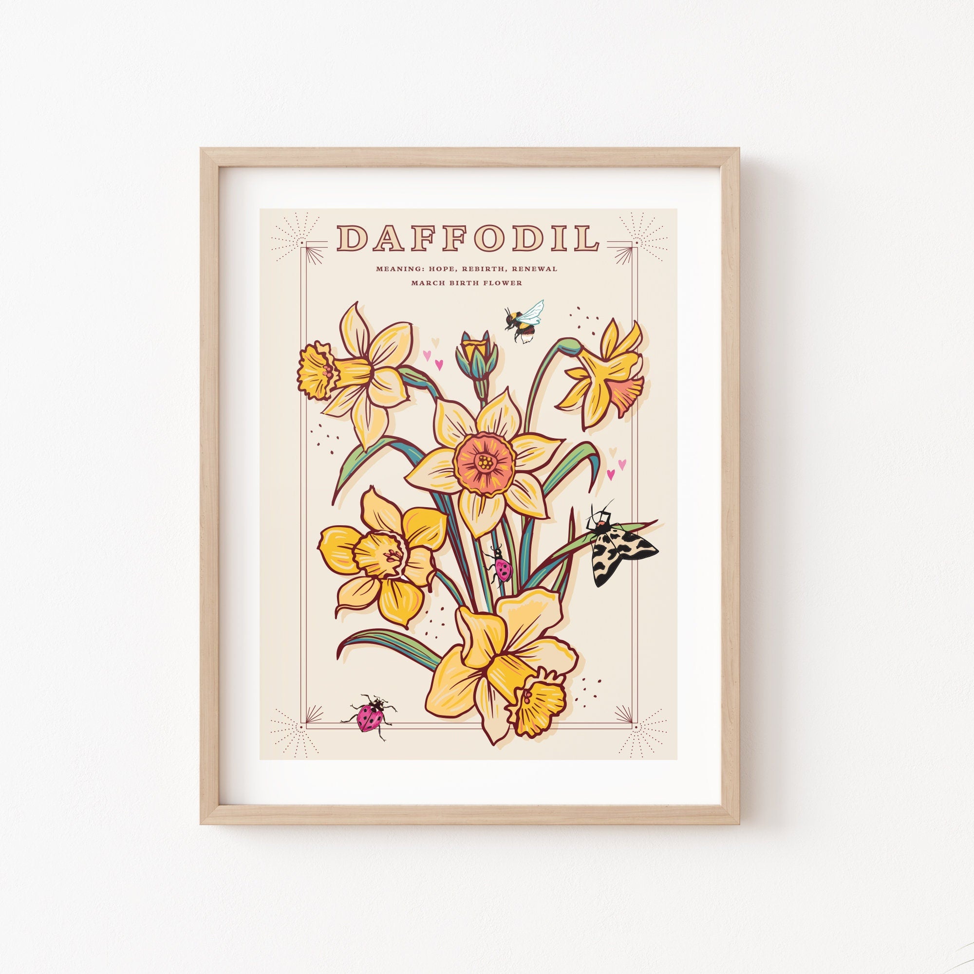 Daffodils March Birth Flower Wall Art Print