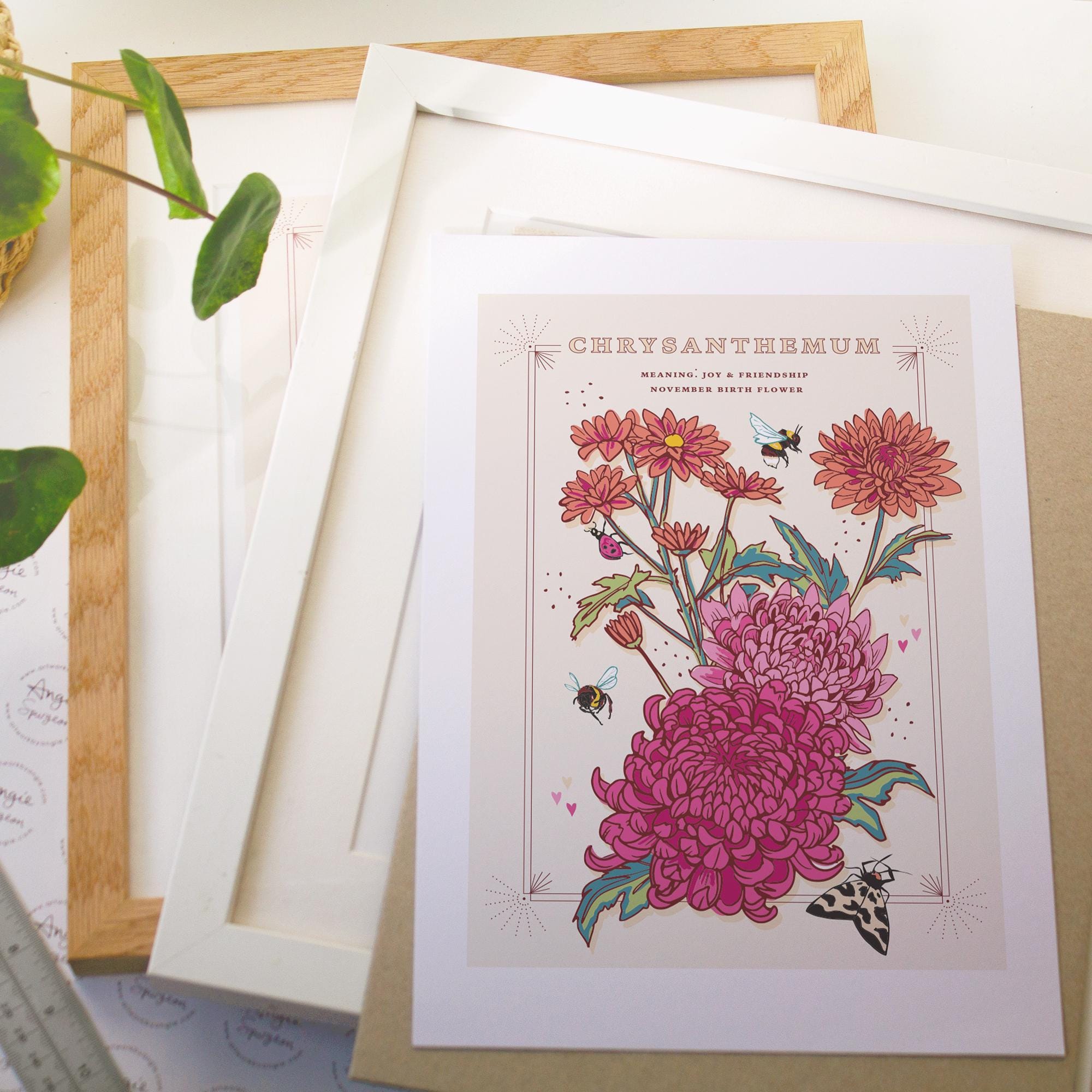 Chrysanthemum November Birth Flower Wall Art Print