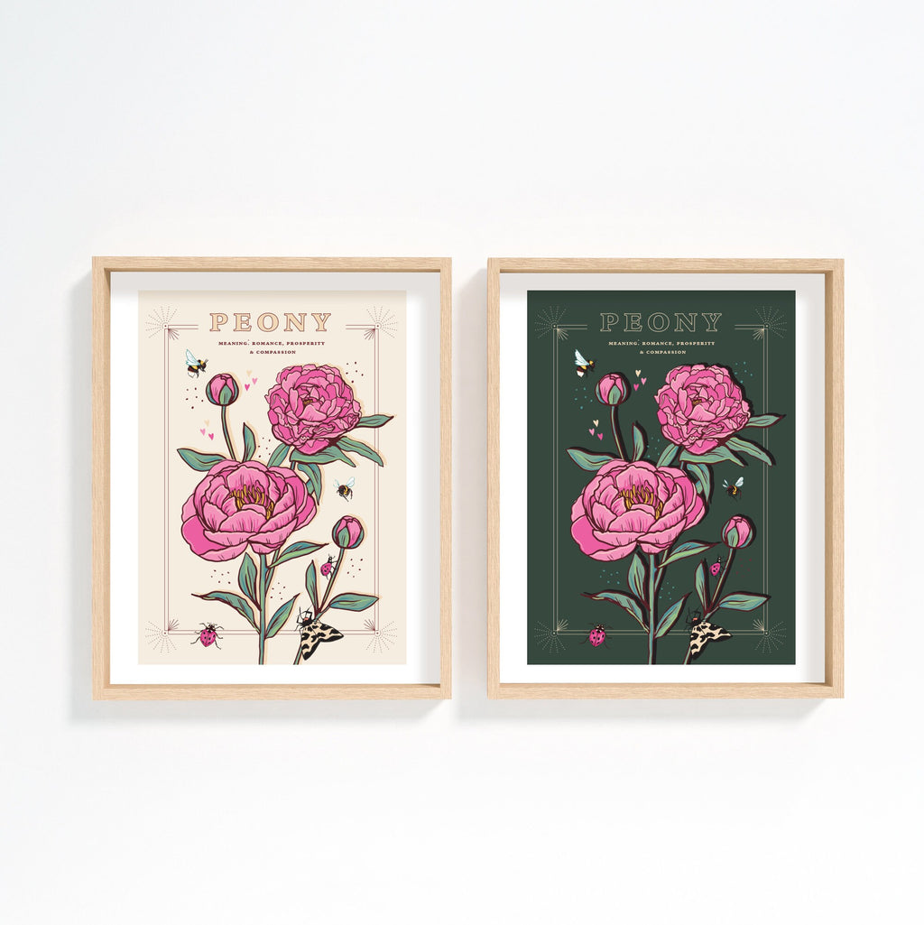 Peony November Birth Flower Wall Art Print