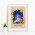 Virgo Wall Art Print, Zodiac Sign and Flowers Illustration Print
