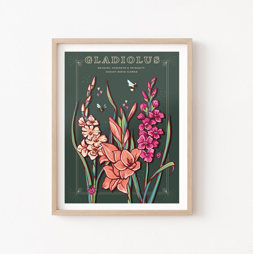 Gladiolus August Birth Flower Wall Art Print
