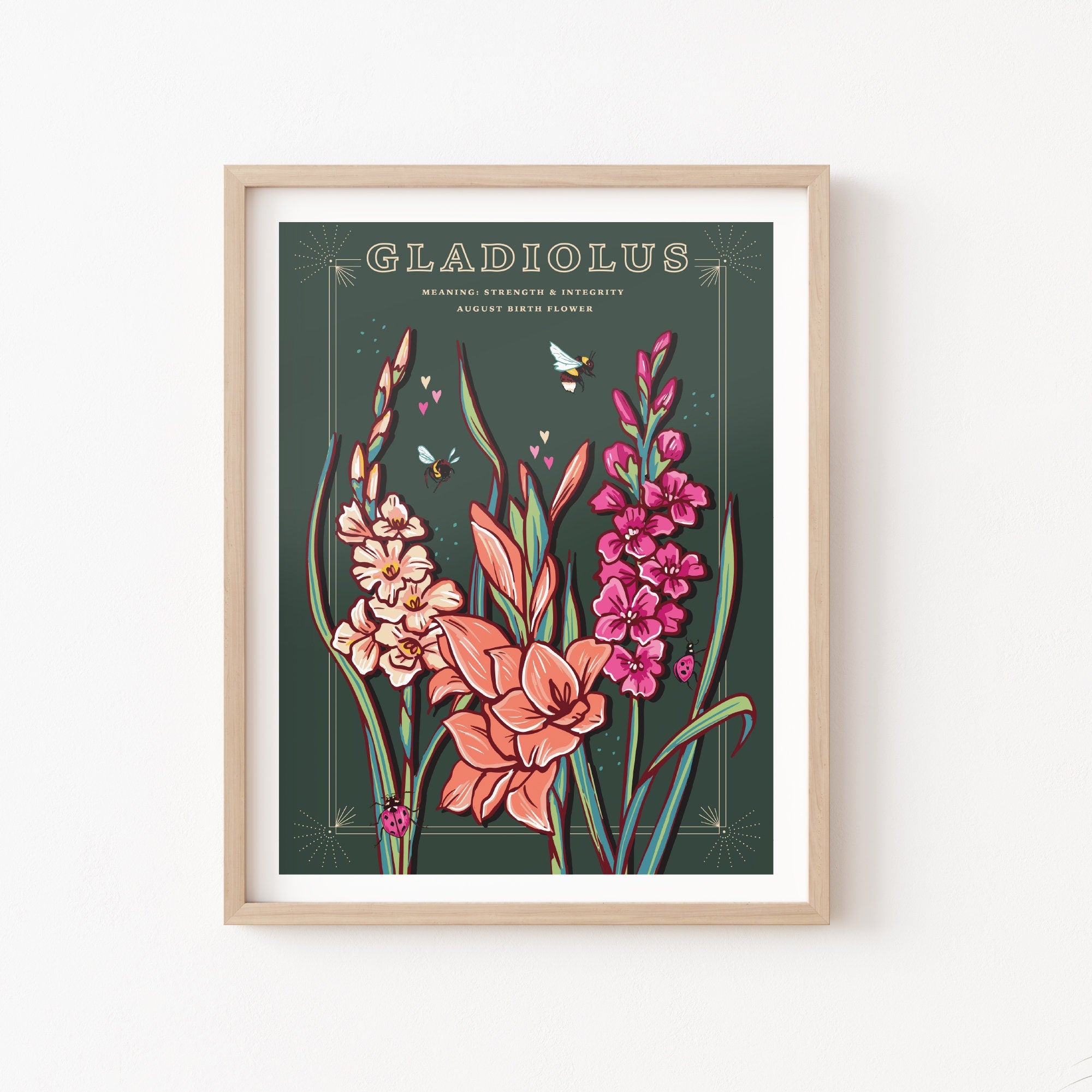 Gladiolus August Birth Flower Wall Art Print