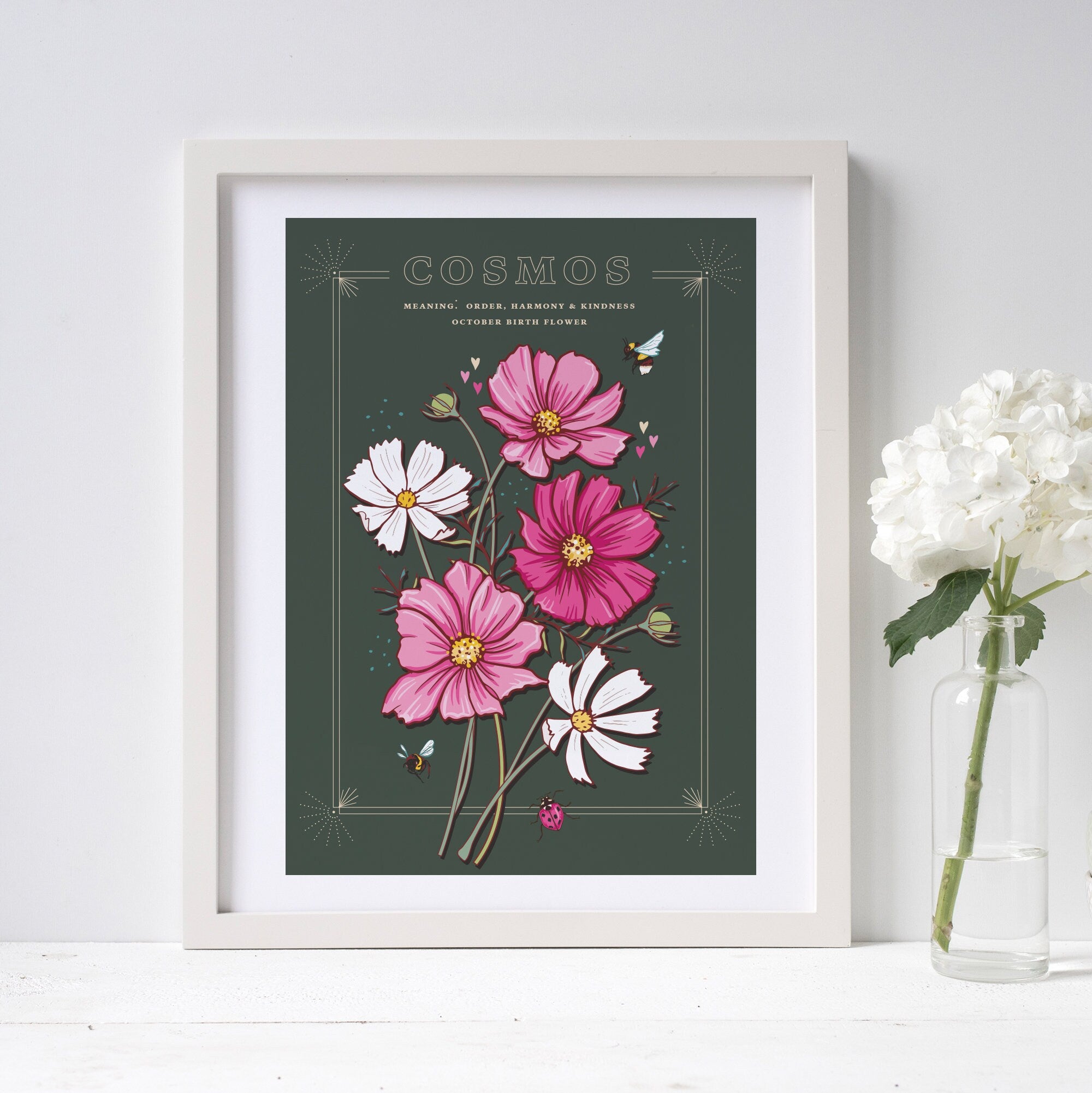 Cosmos October Birth Flower Wall Art Print