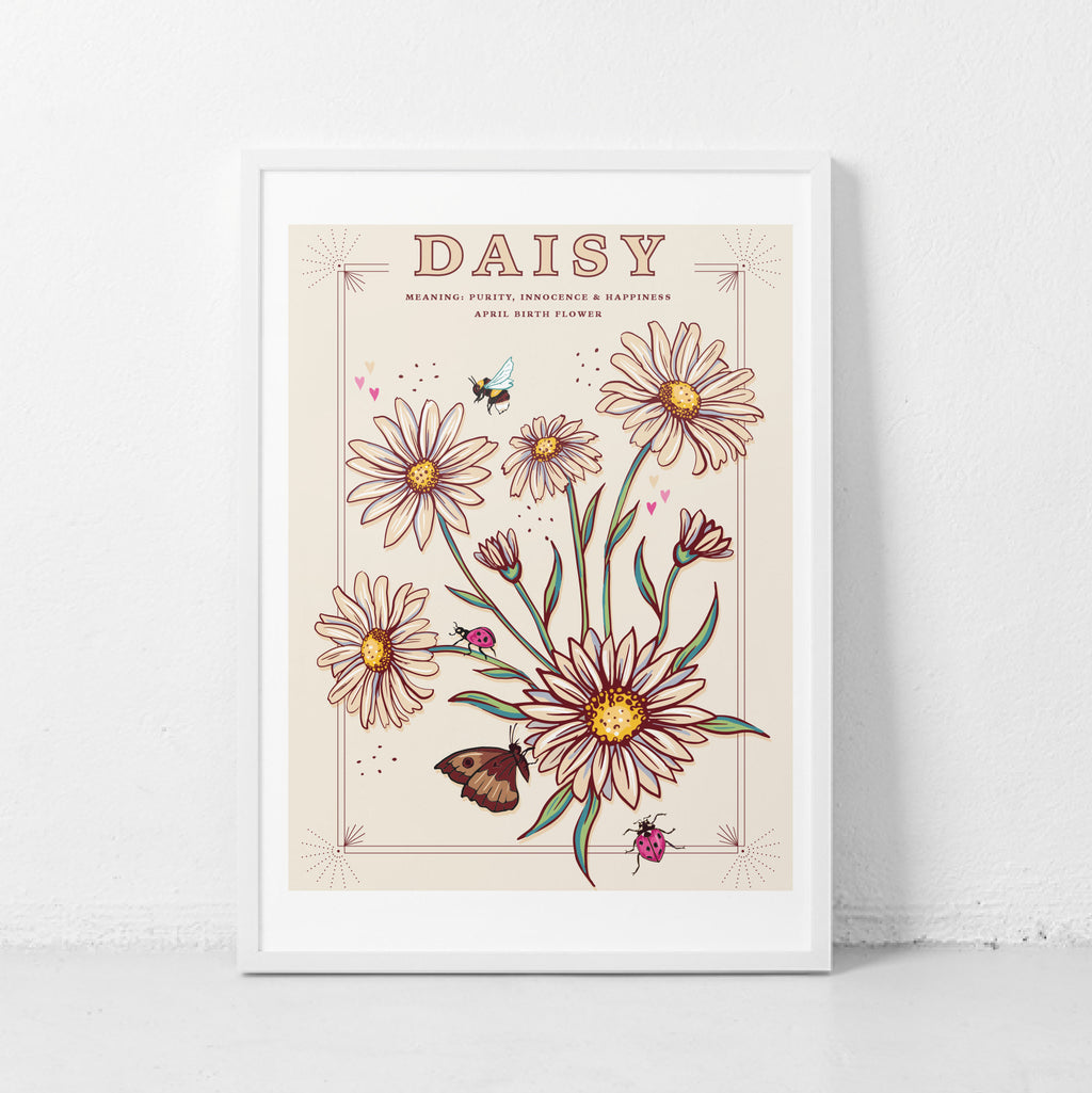 Daisy April Birth Flower Wall Art Print