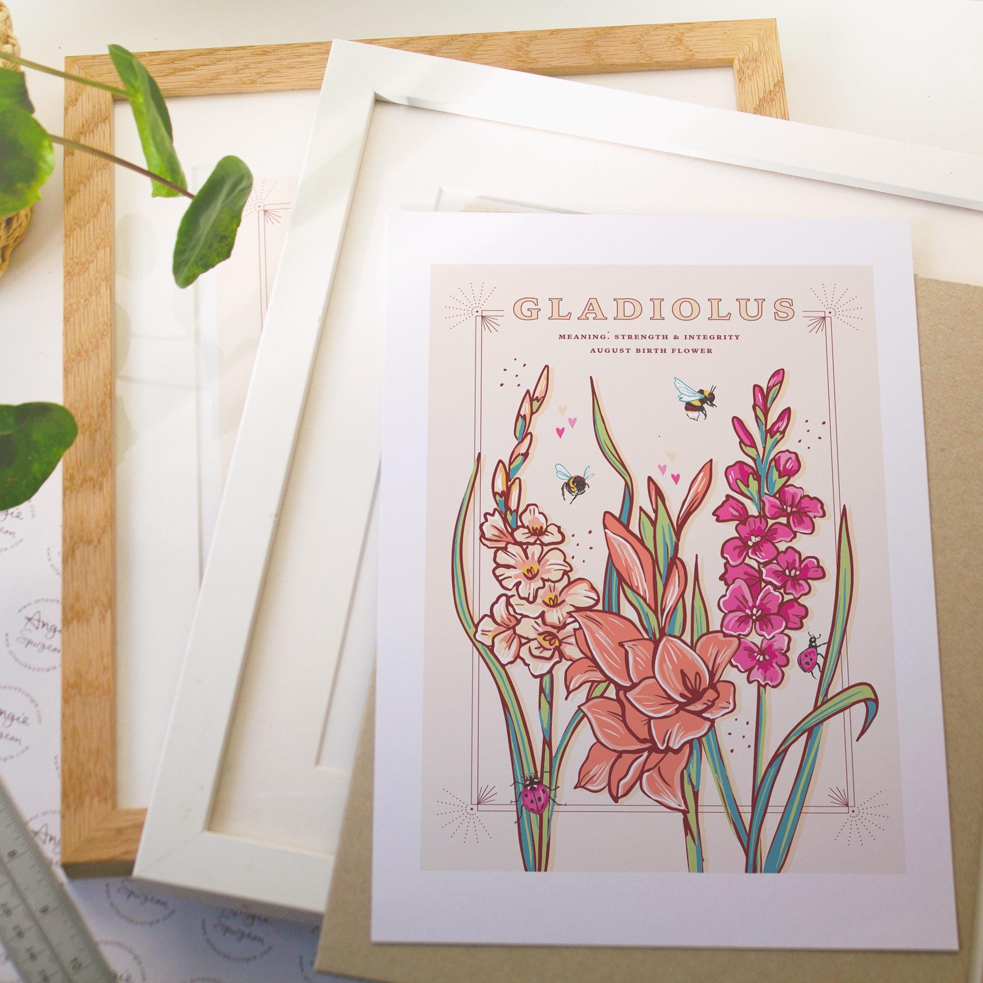 Gladiolus August Birth Flower Wall Art Print