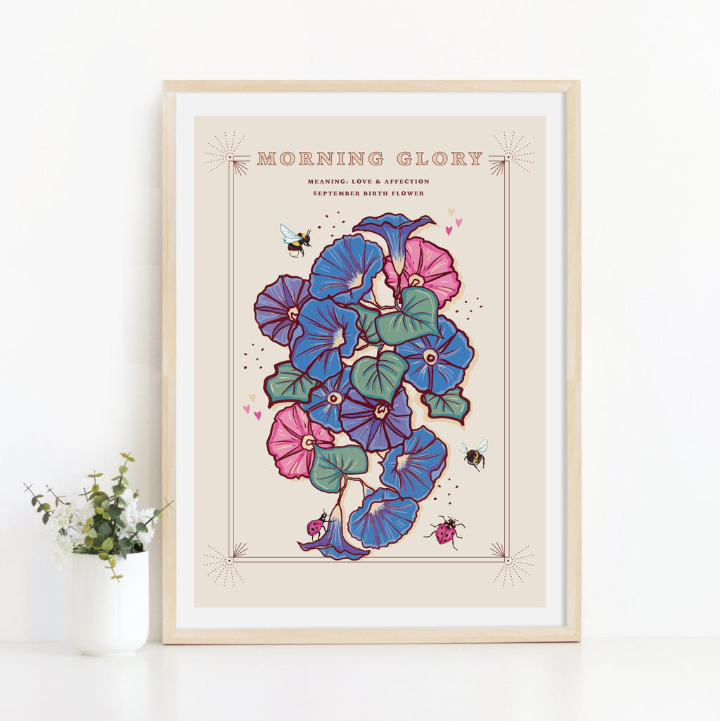 Morning Glory September Birth Flower Wall Art Print