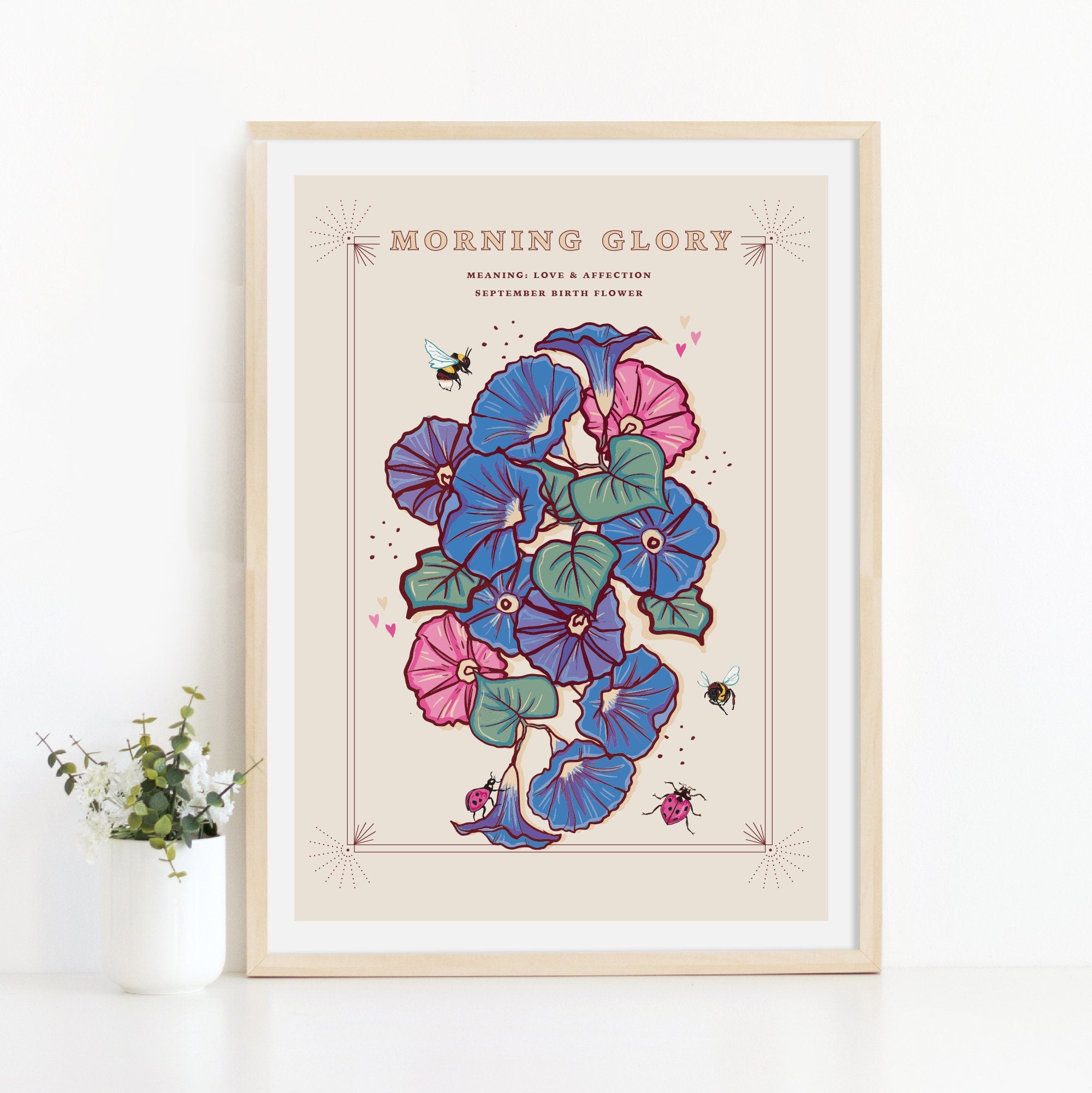 Morning Glory September Birth Flower Wall Art Print