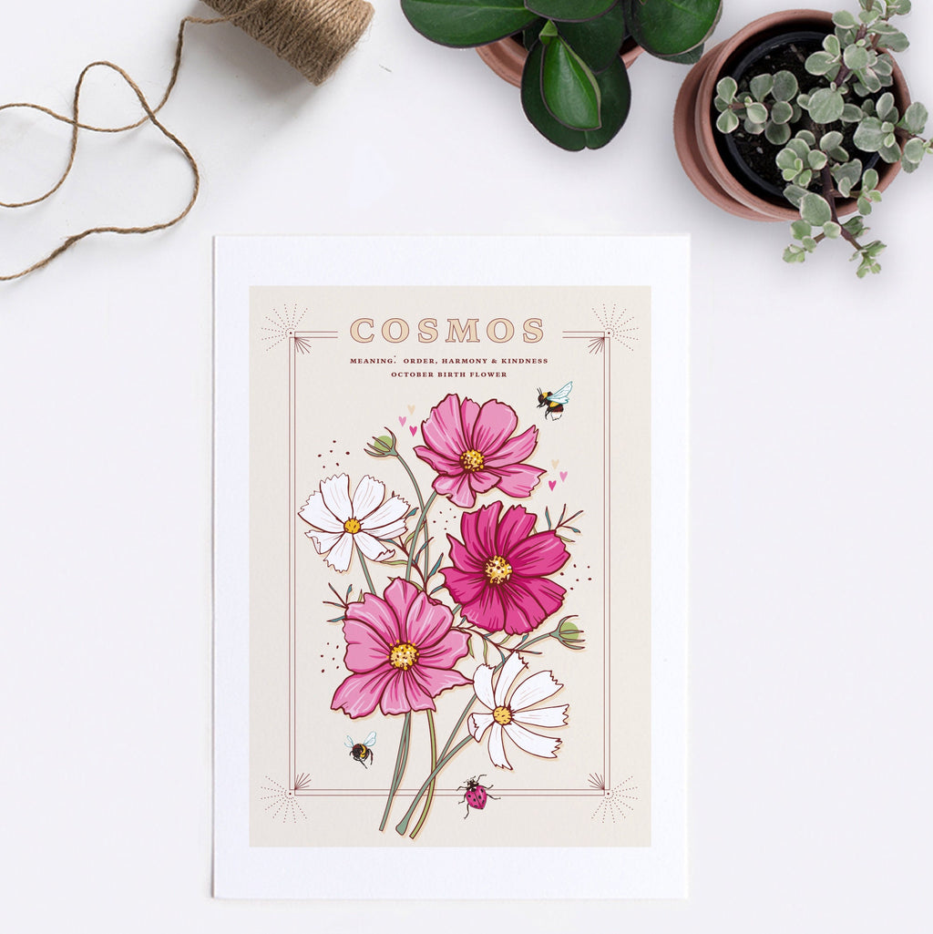 Cosmos October Birth Flower Wall Art Print