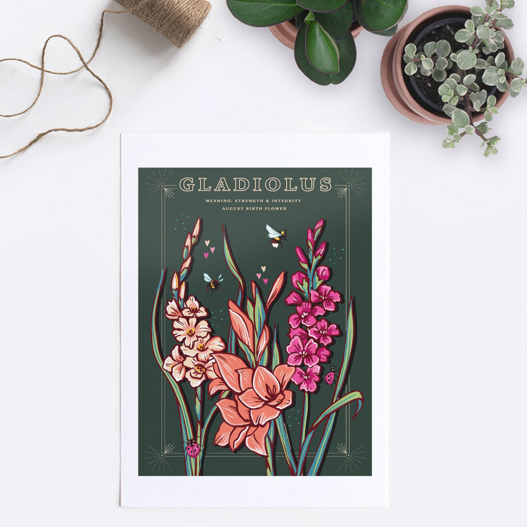 Gladiolus August Birth Flower Wall Art Print