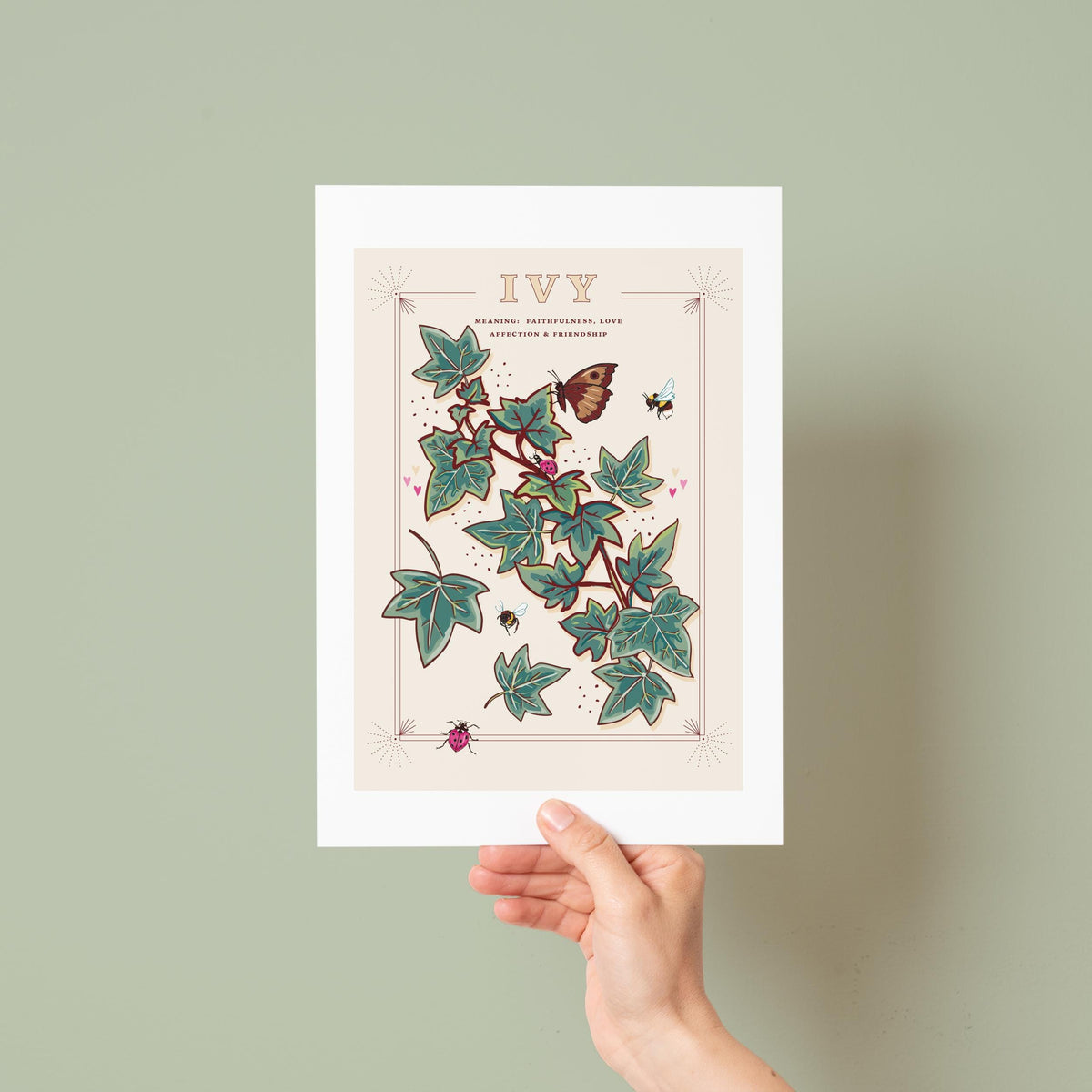 Ivy Wall Art Print, Vintage Cottage Style Illustration