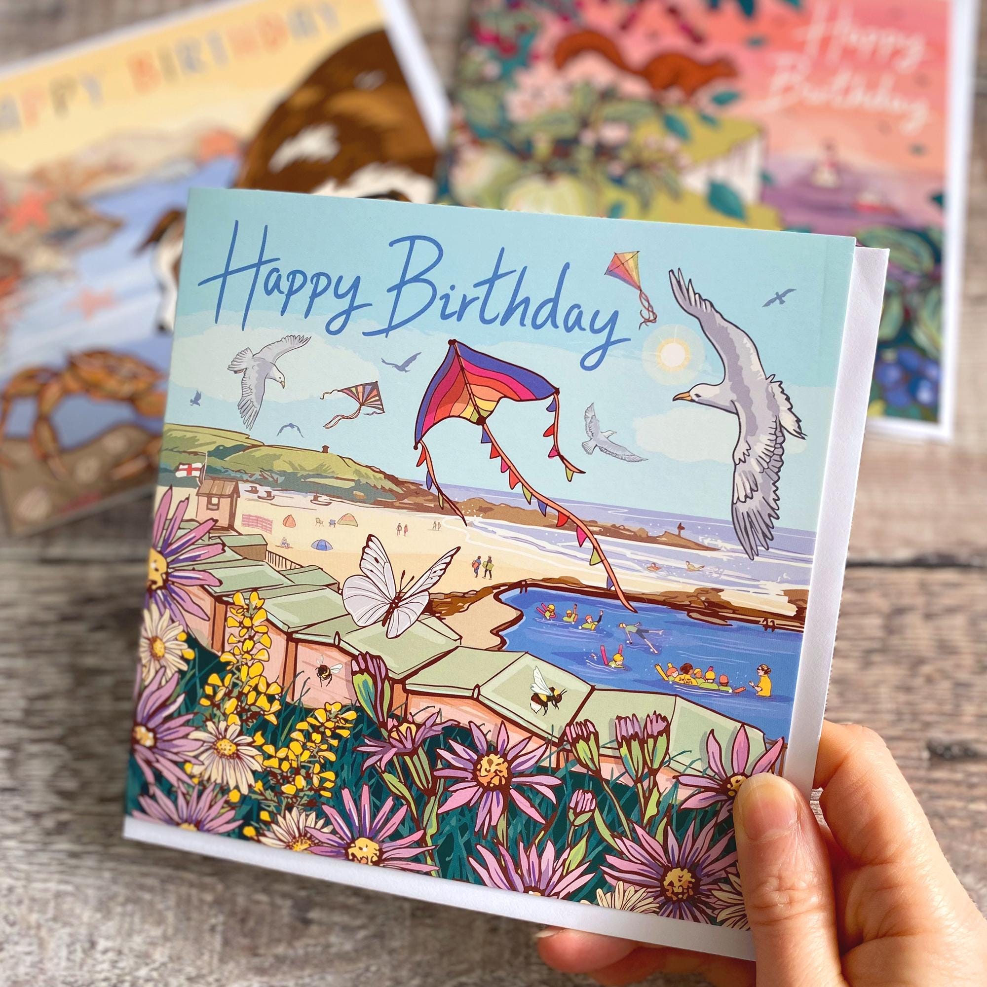 Coastal Birthday Card Set of 3 British Seaside Designs