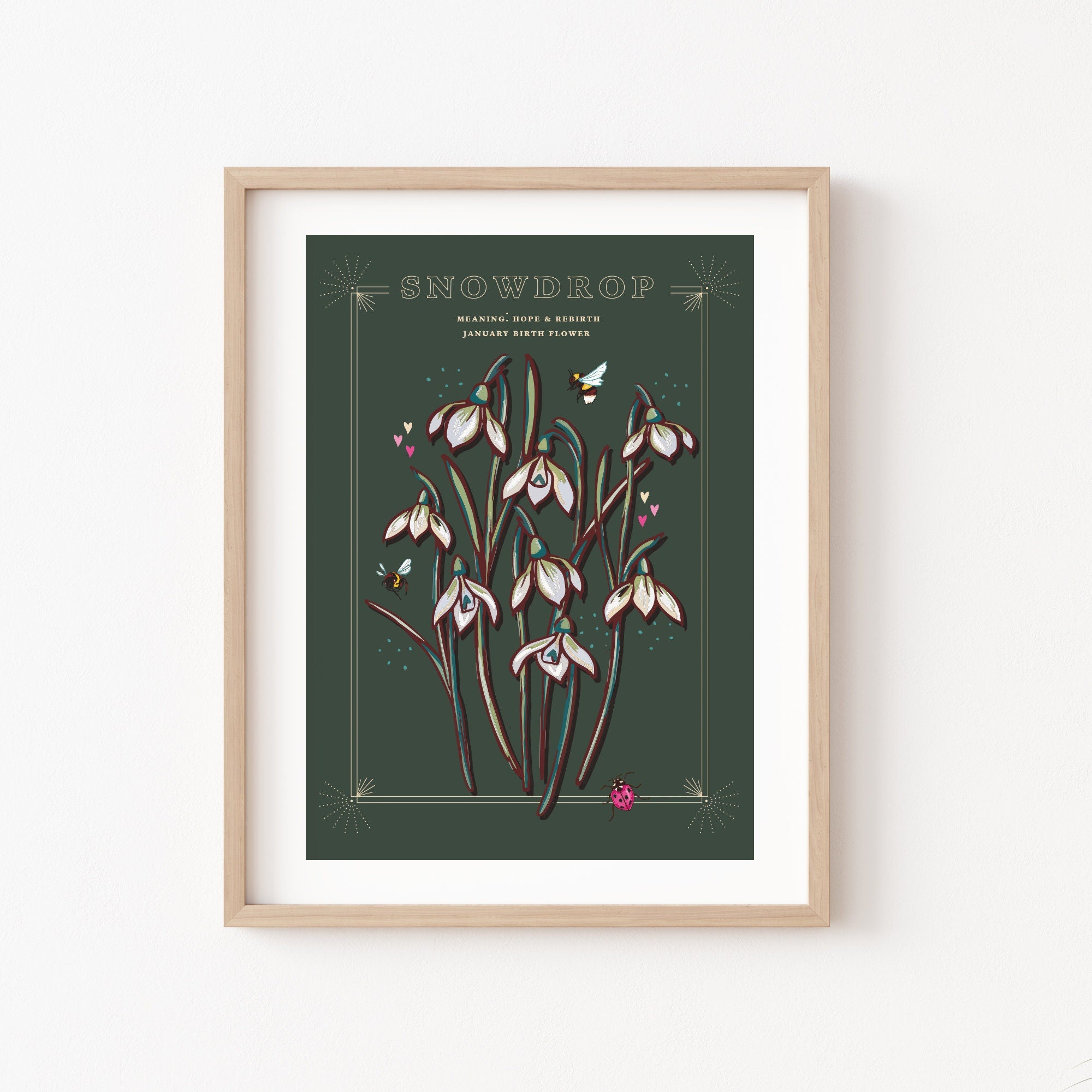 Snowdrops January Birth Flower Wall Art Print