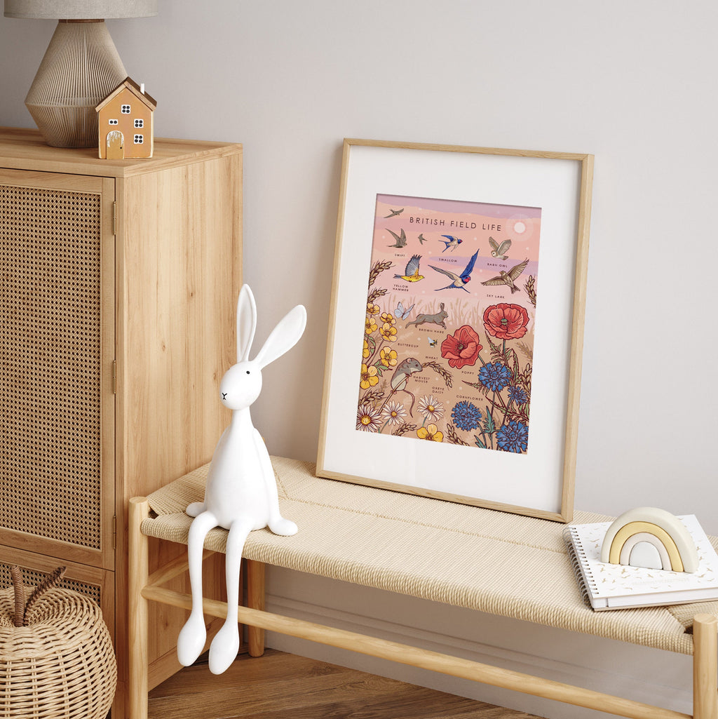 British Field Life Nature Guide Wall Art Print