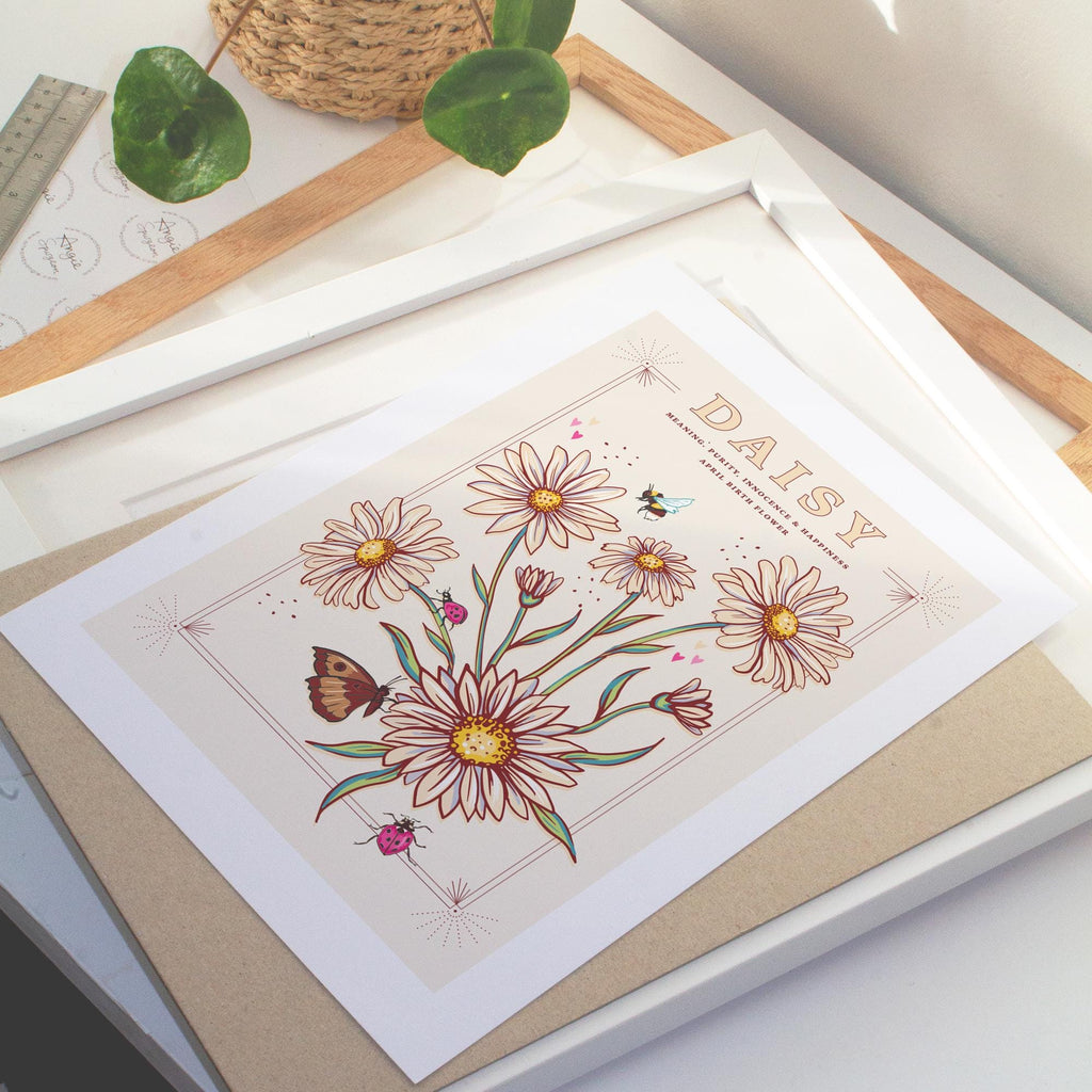 Daisy April Birth Flower Wall Art Print