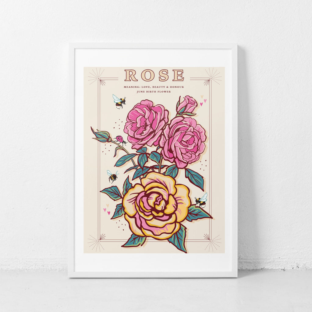 Rose June Birth Flower Wall Art Print