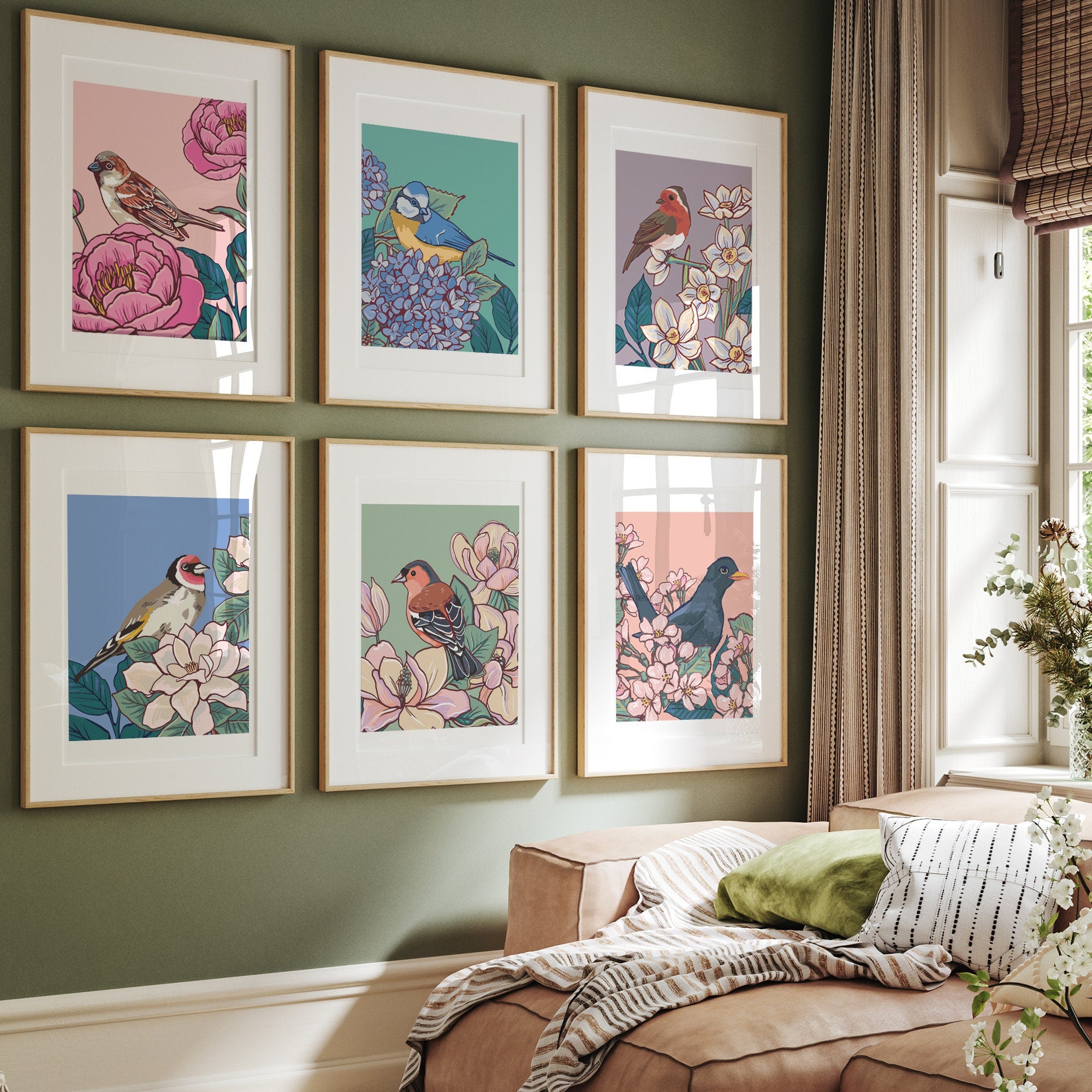 Blue Tit and Hydrangea Wall Art Print