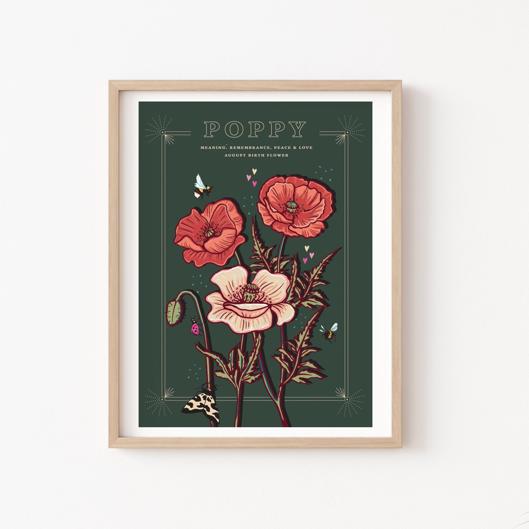 Poppy August Birth Flower Wall Art Print