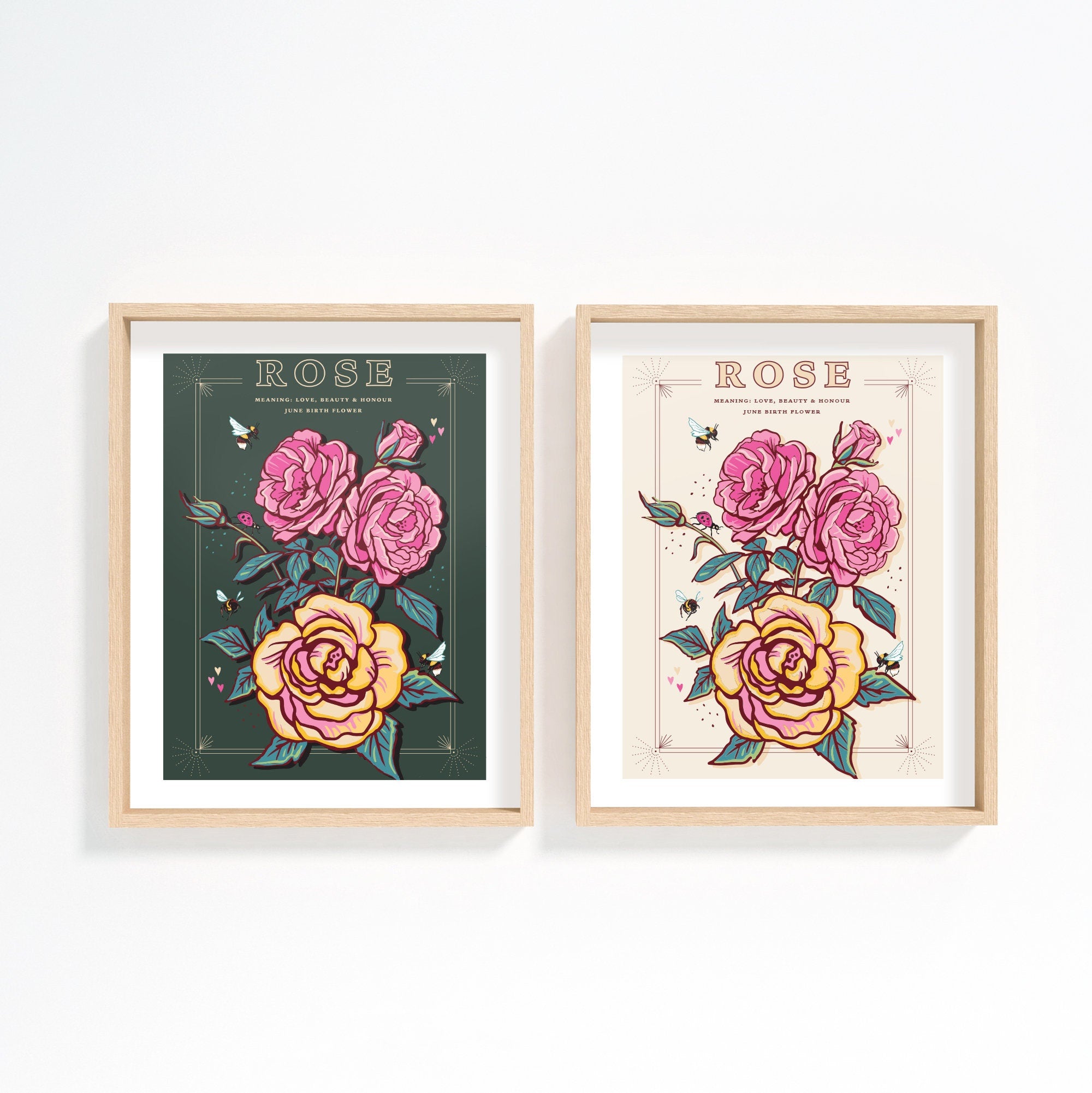 Rose June Birth Flower Wall Art Print