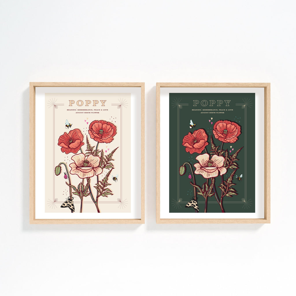 Poppy August Birth Flower Wall Art Print