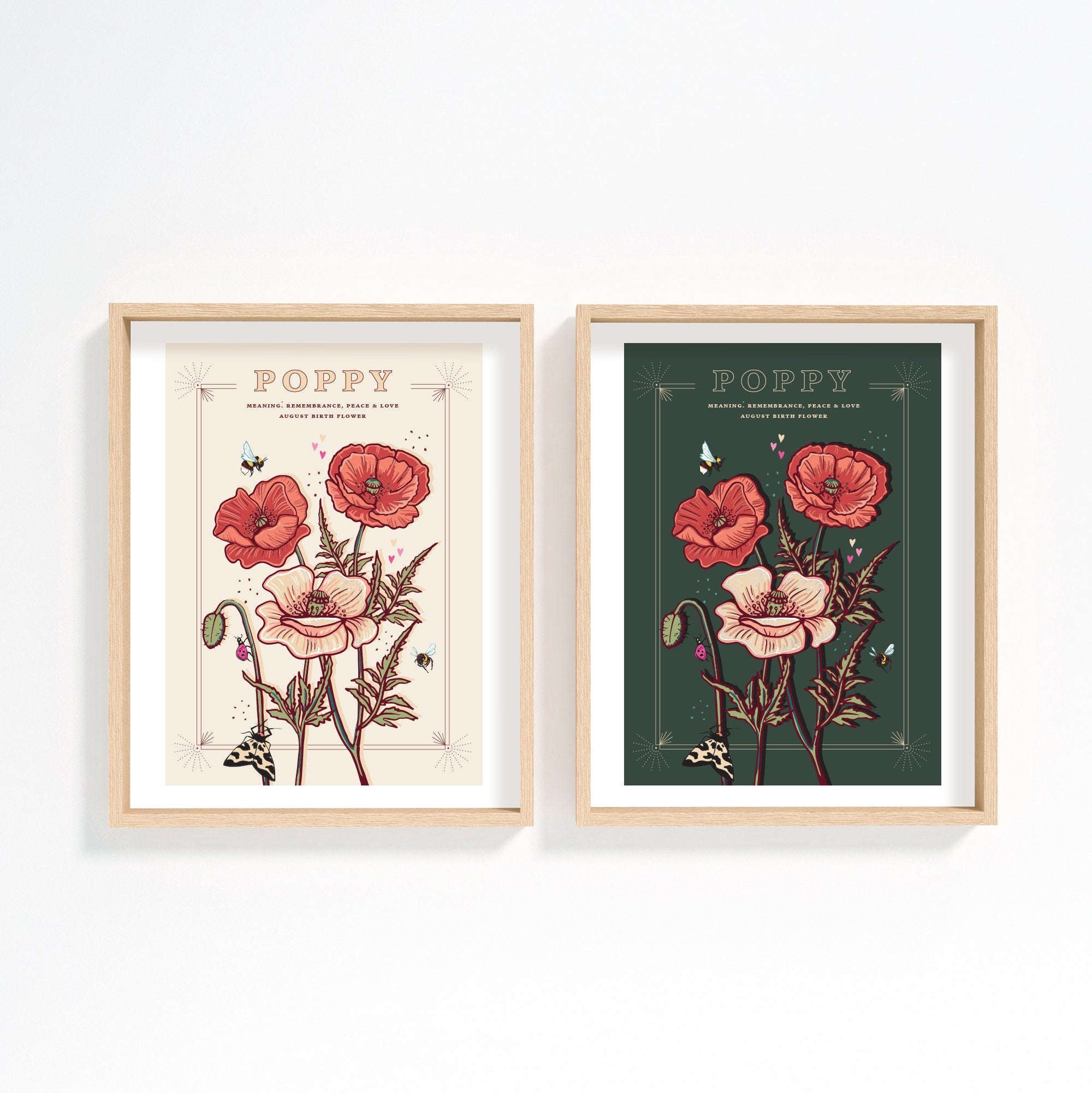 Poppy August Birth Flower Wall Art Print