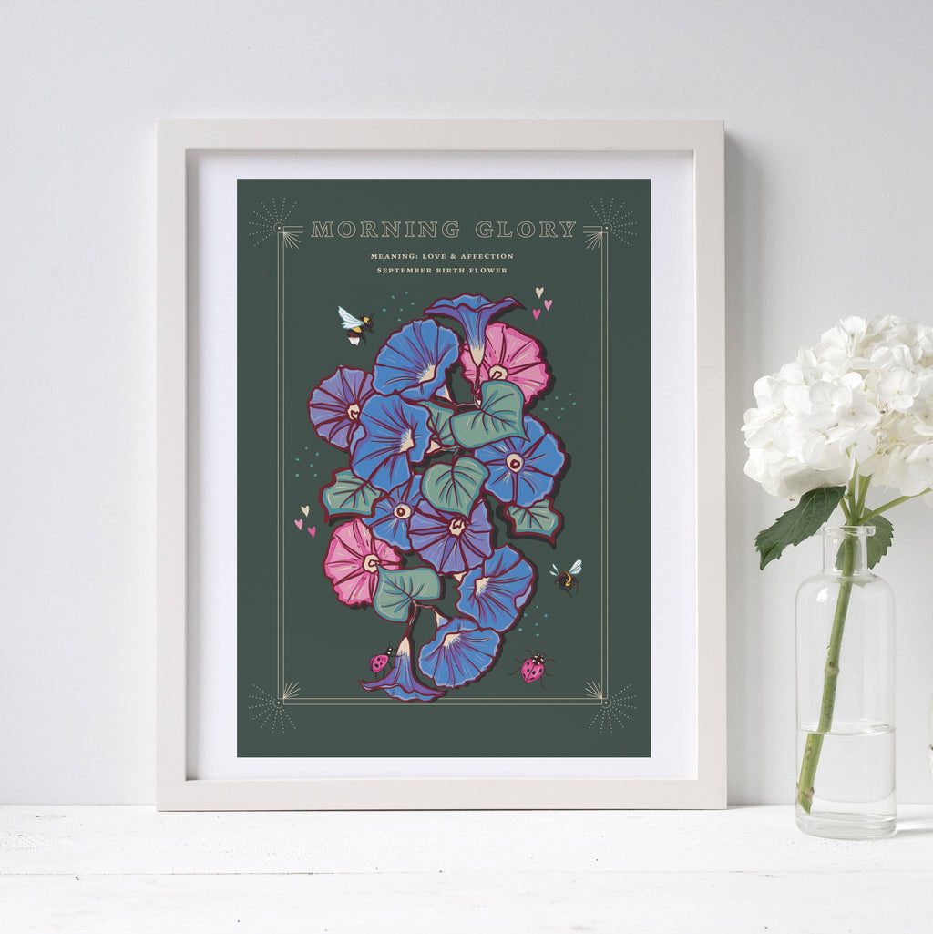 Morning Glory September Birth Flower Wall Art Print