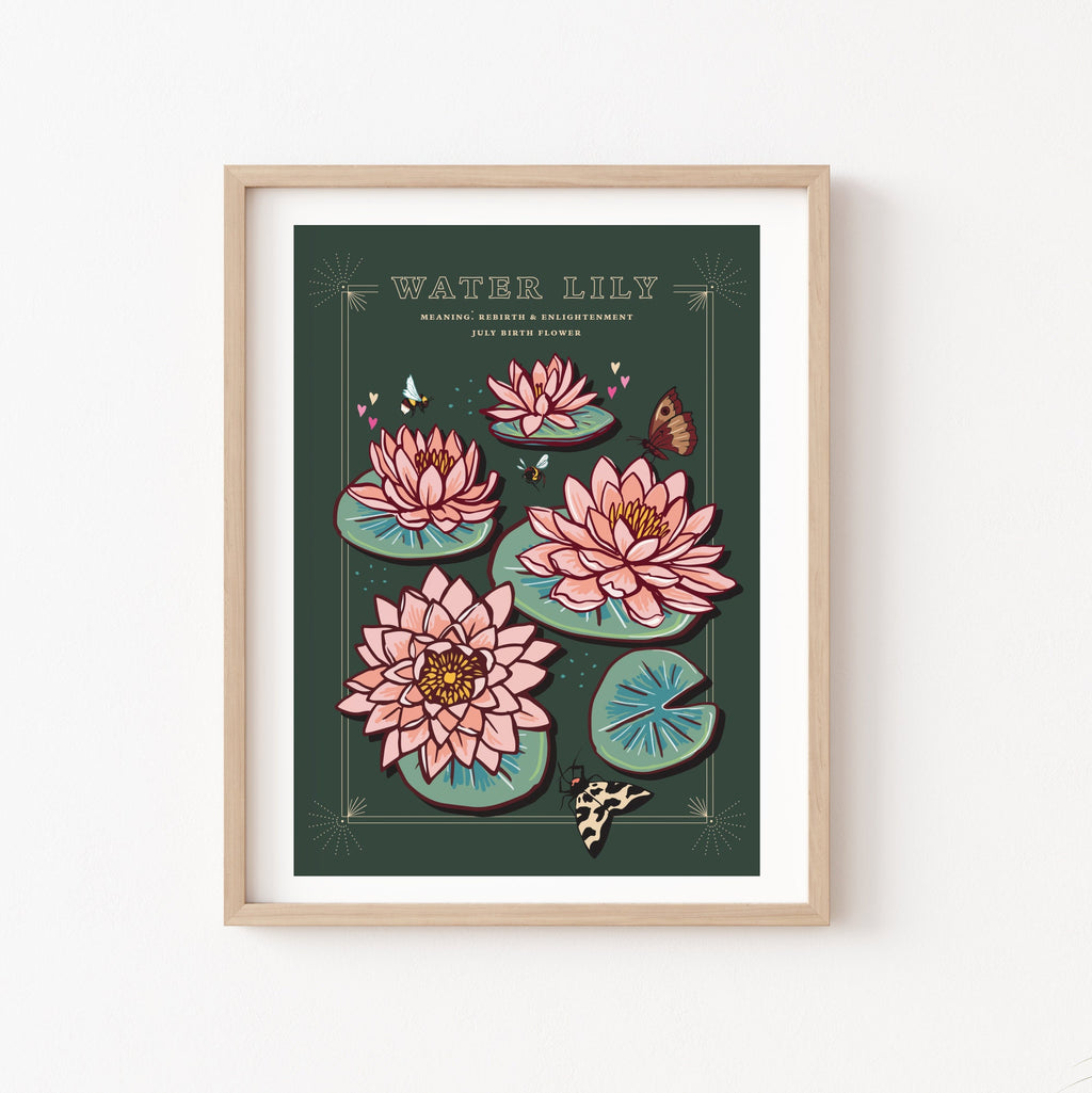 Water Lily July Birth Flower Wall Art Print