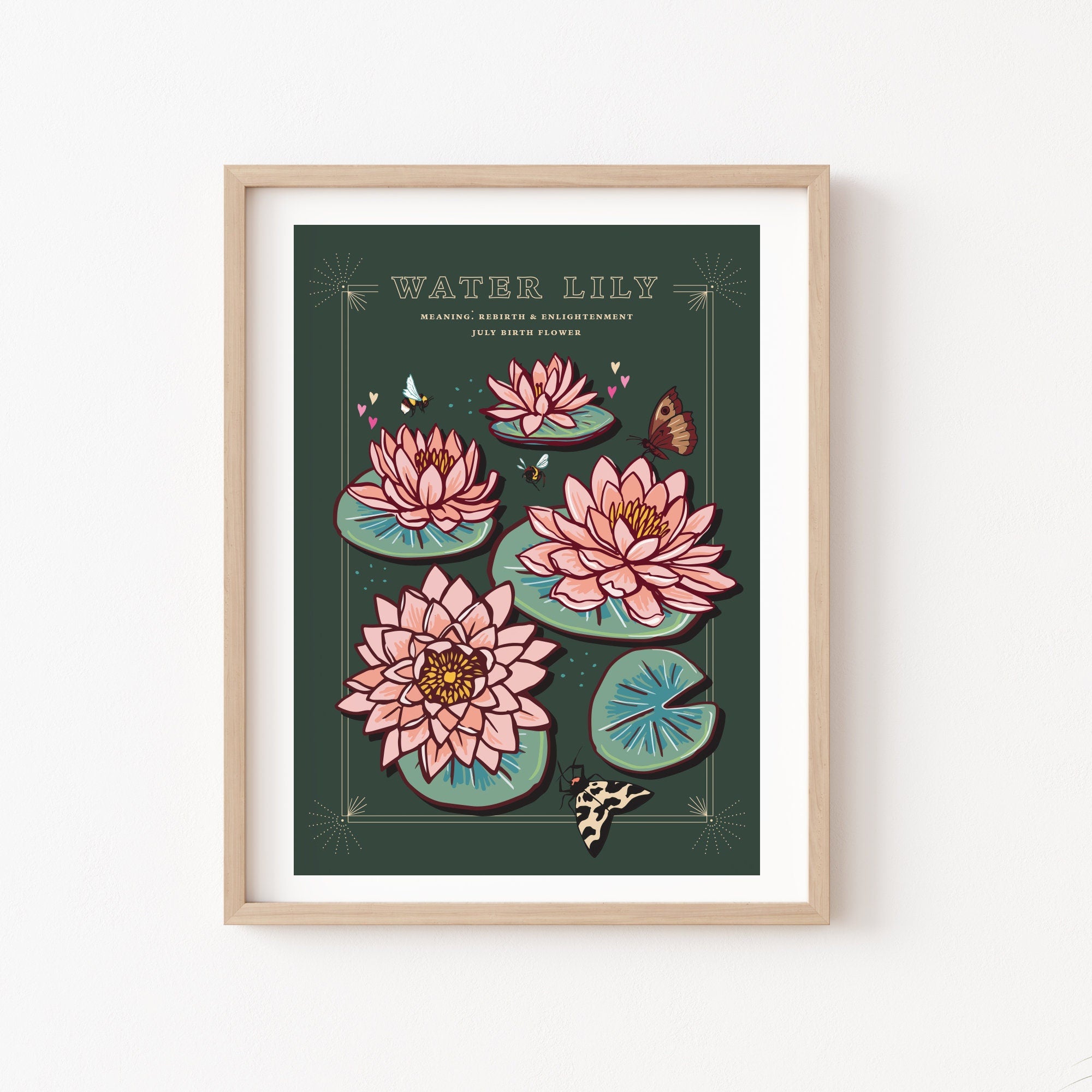 Water Lily July Birth Flower Wall Art Print