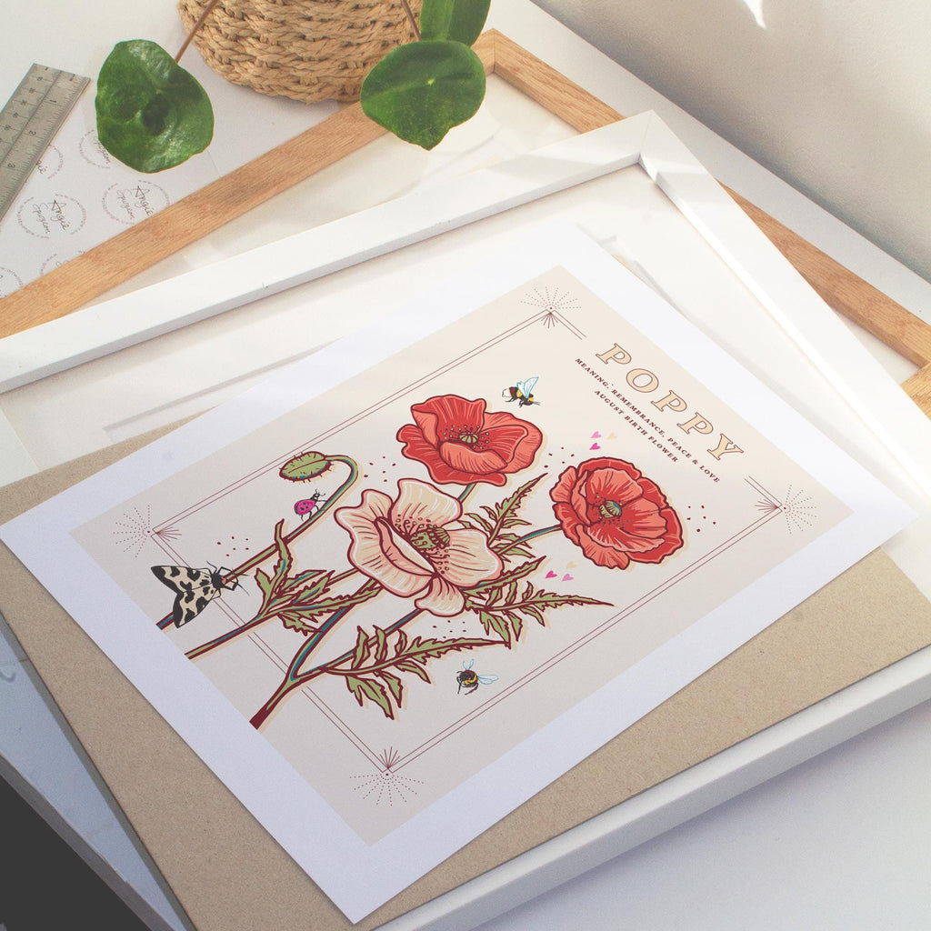 Poppy August Birth Flower Wall Art Print