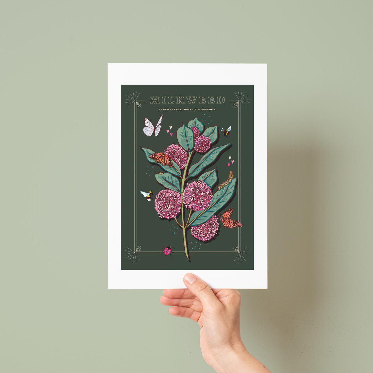 Milkweed and Monarch Butterfly Wall Art Print