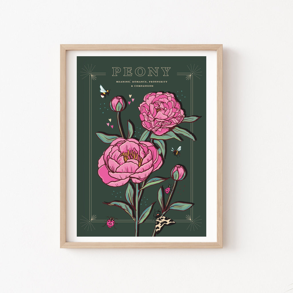 Peony November Birth Flower Wall Art Print