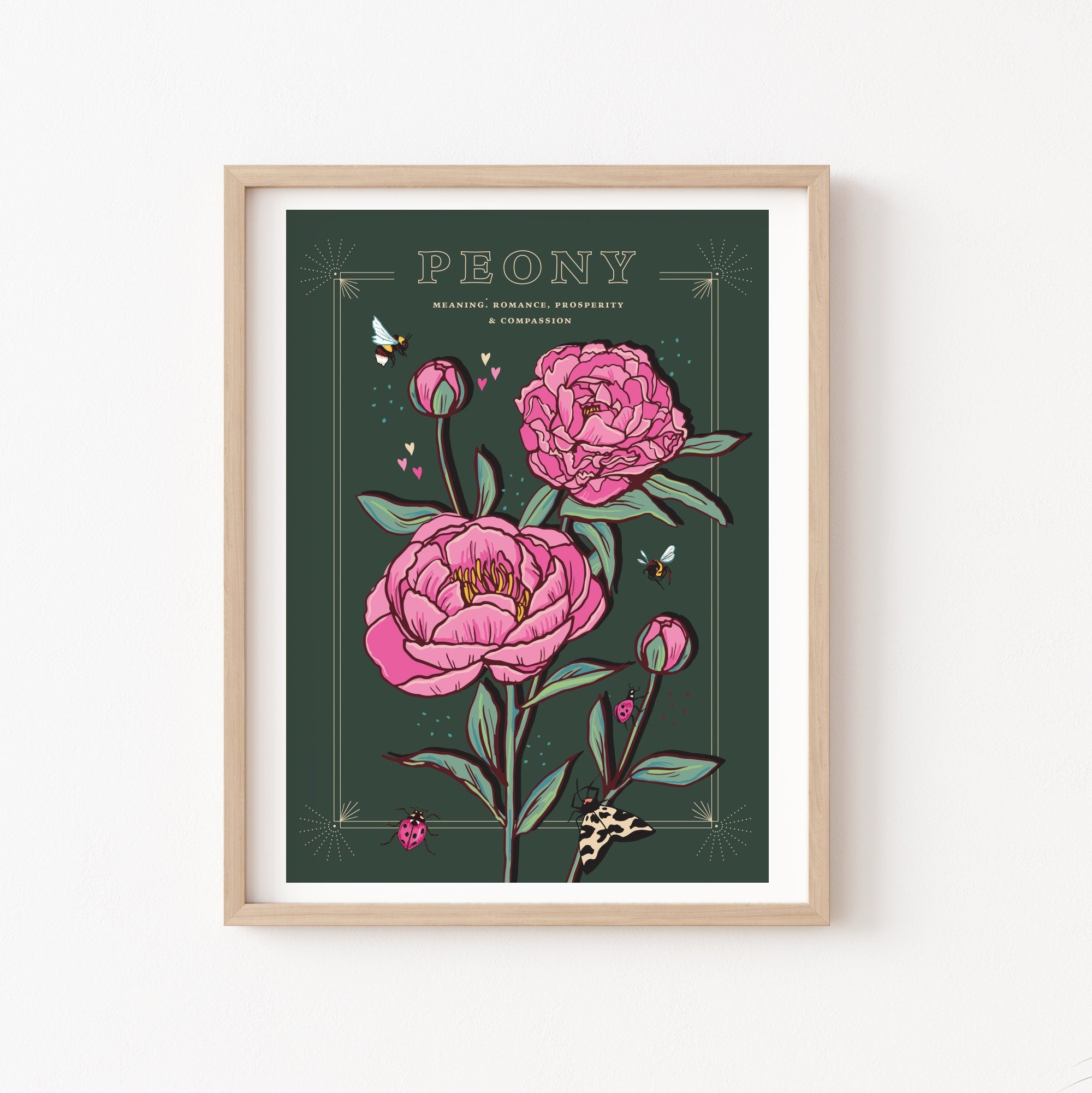 Peony November Birth Flower Wall Art Print