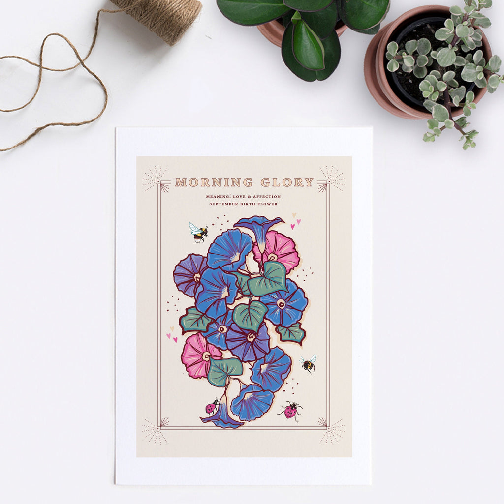 Morning Glory September Birth Flower Wall Art Print