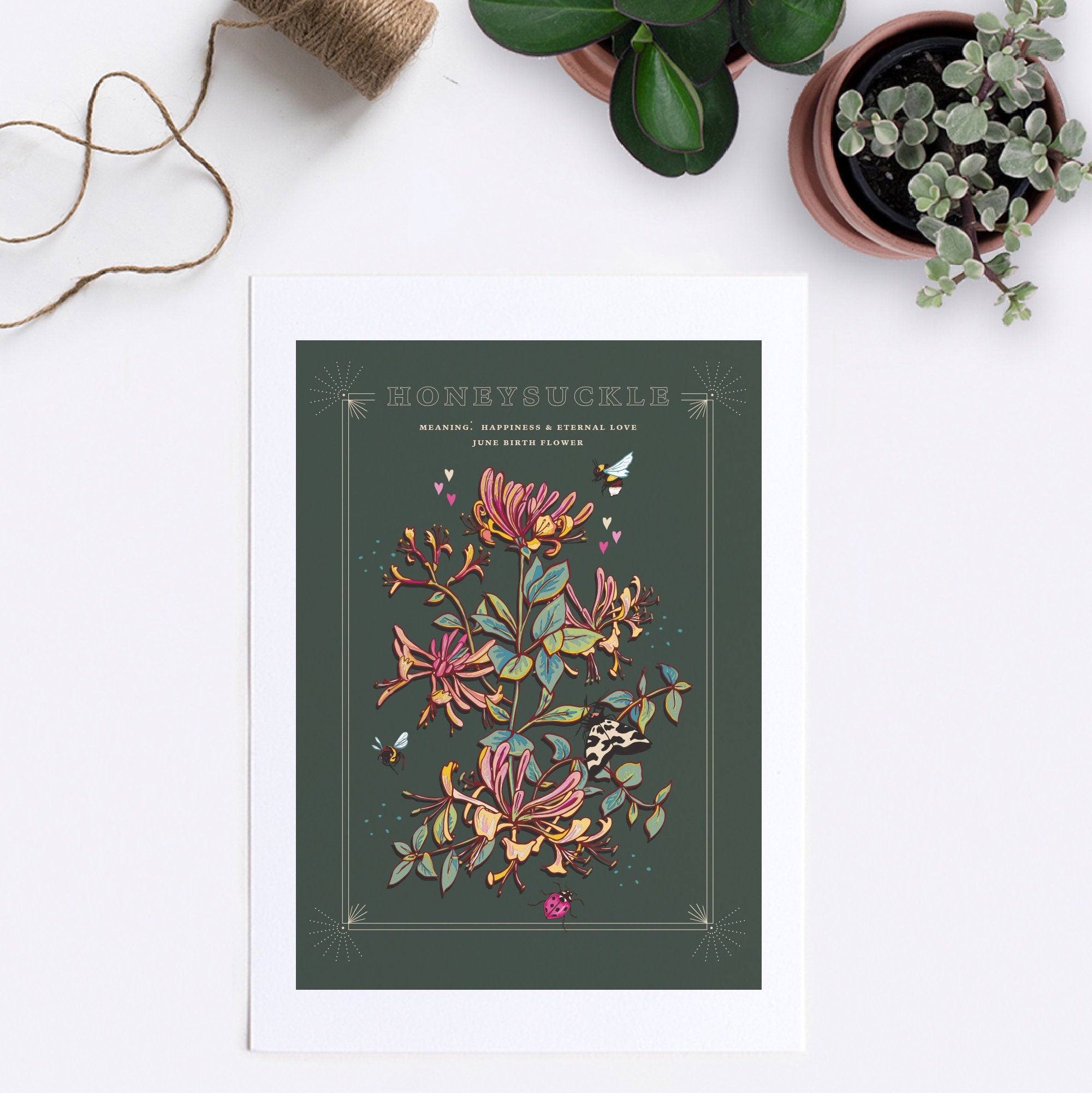 Honeysuckle June Birth Flower Wall Art Print