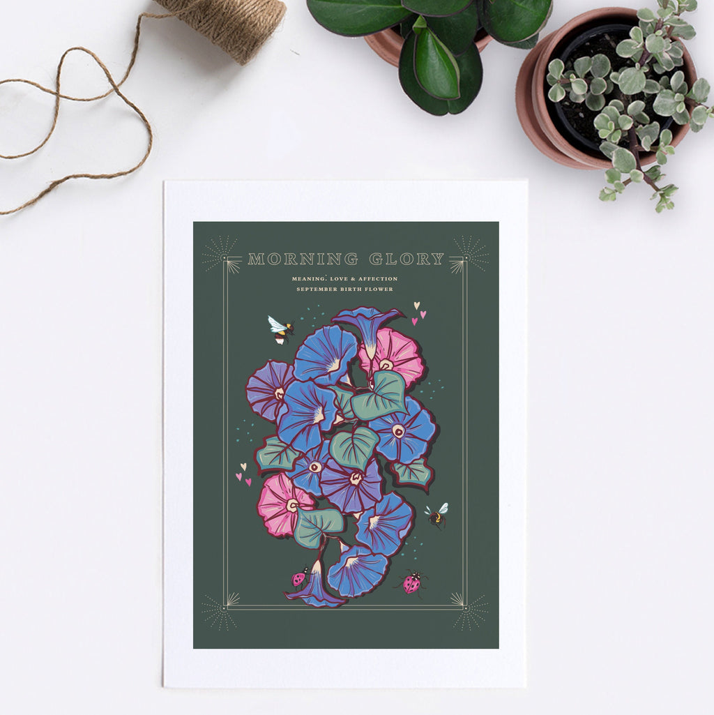 Morning Glory September Birth Flower Wall Art Print