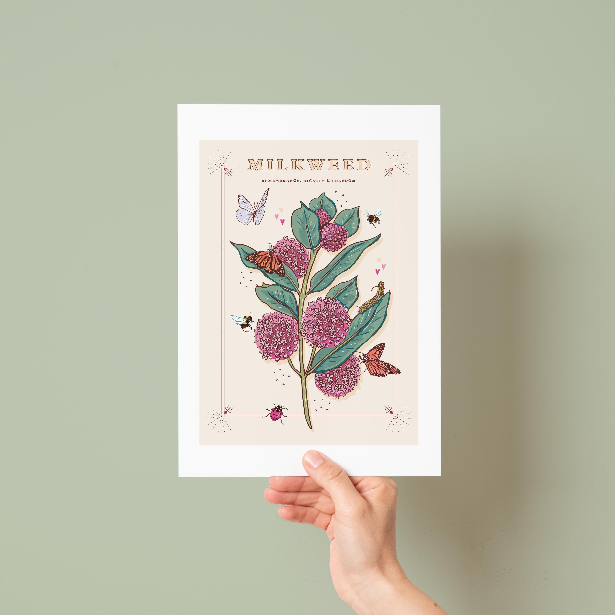 Milkweed and Monarch Butterfly Wall Art Print