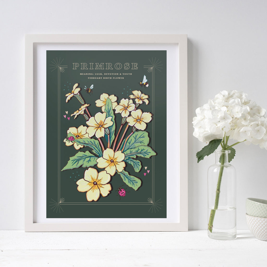 Primrose February Birth Flower Wall Art Print