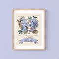H - Personalised Letter H Print, Initial H Wall Art, Nature Guide Monogram Illustration