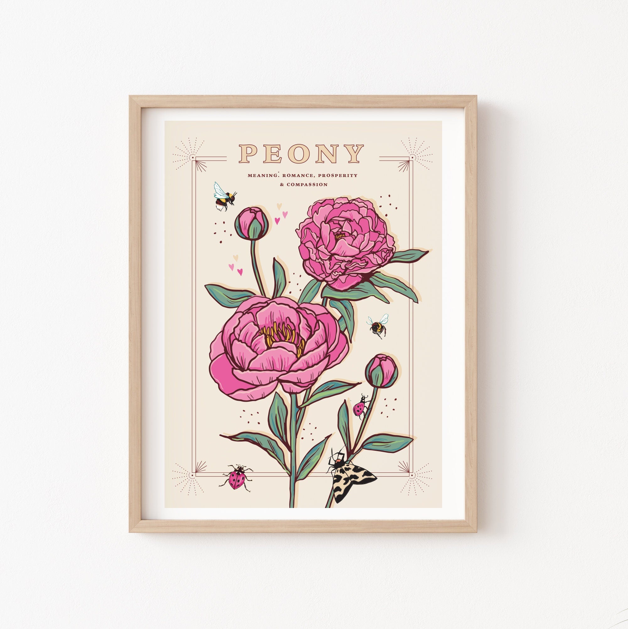 Peony November Birth Flower Wall Art Print