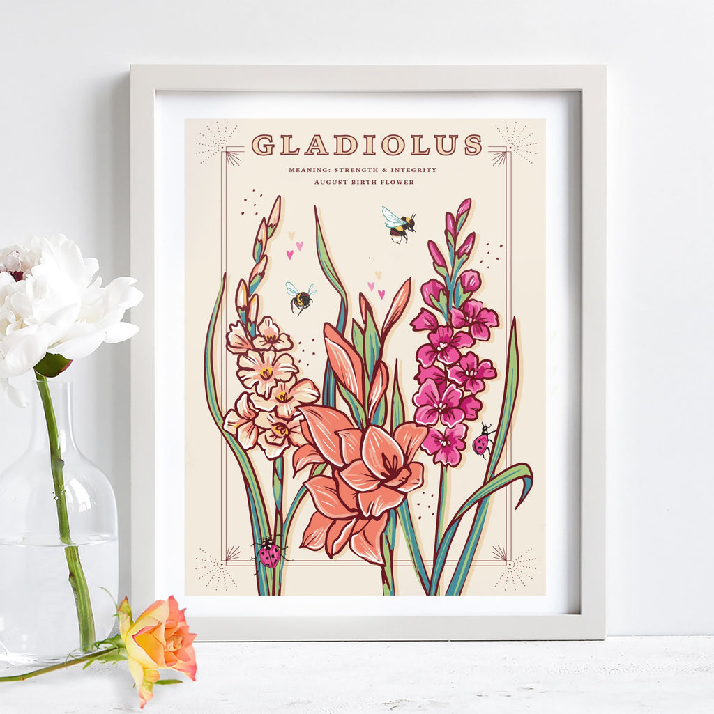 Gladiolus August Birth Flower Wall Art Print