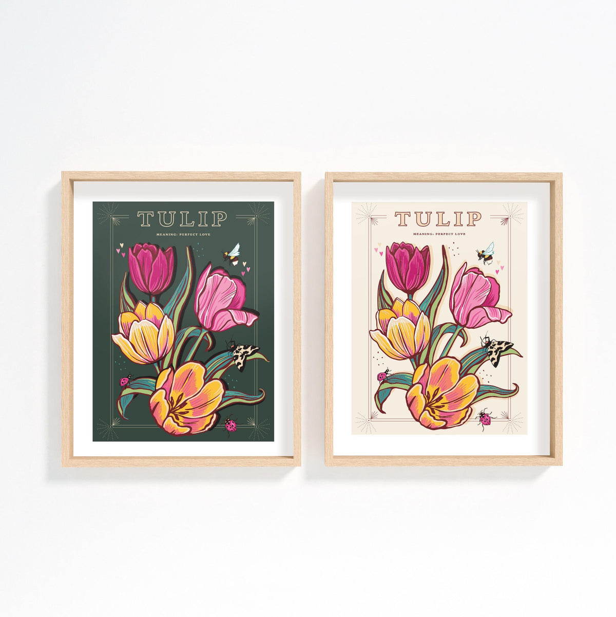 Tulip Wall Art Print, Meaning of Flowers Vintage Seed Packet Style Illustration Print
