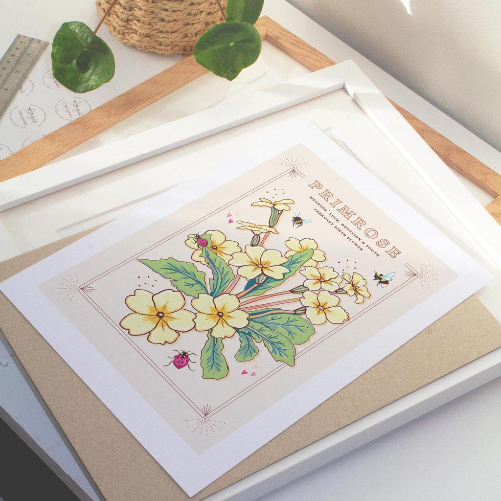 Primrose February Birth Flower Wall Art Print