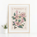 Magnolia Wall Art Print, Meaning of Flowers Illustration Print