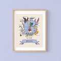Personalised Monogram Initial Letter B, Nature Guide Wall Art Print