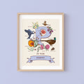 P - Personalised Letter P Print, Initial P Wall Art, Nature Guide Monogram Illustration