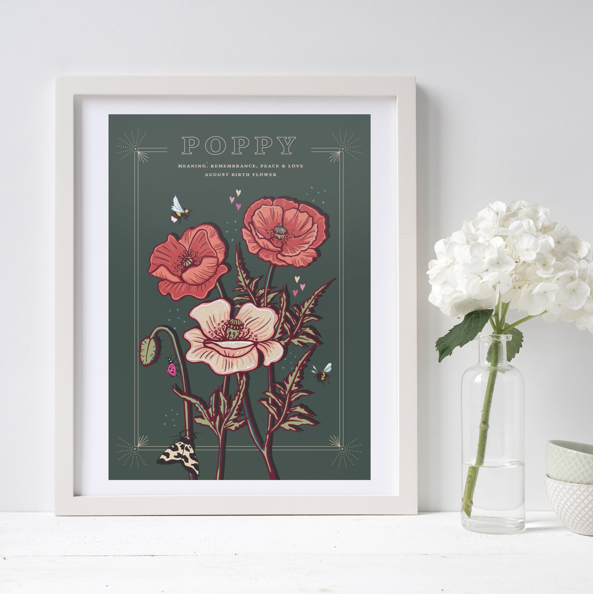 Poppy August Birth Flower Wall Art Print