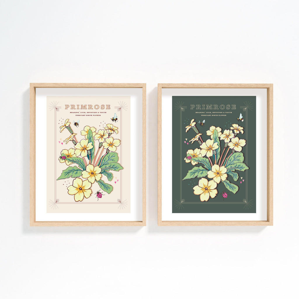 Primrose February Birth Flower Wall Art Print