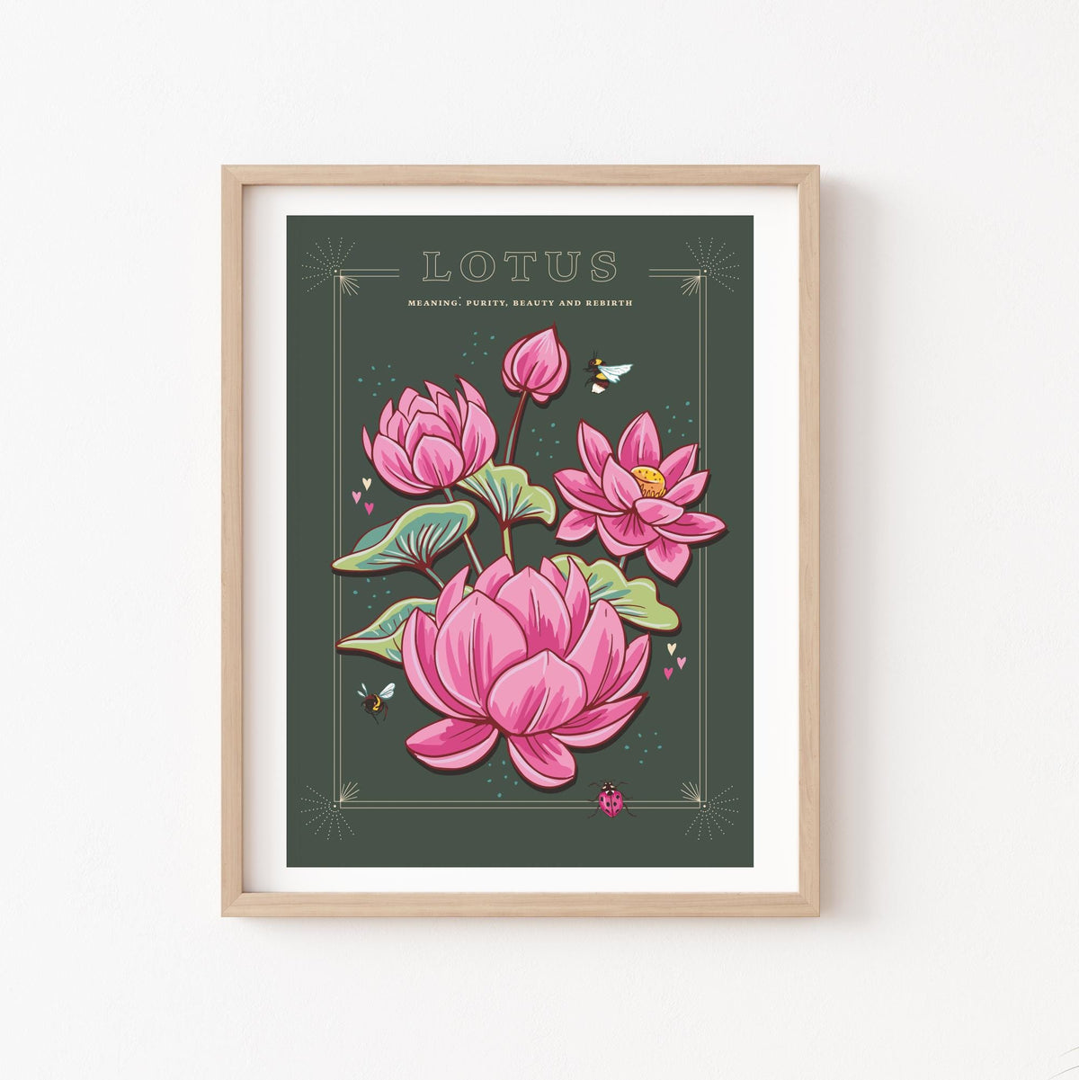 Lotus Flower Art Print, Vintage Botanical Illustration