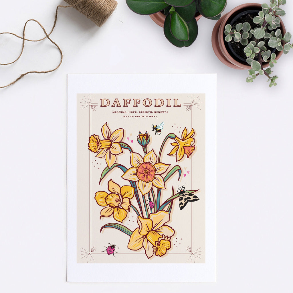 Daffodils March Birth Flower Wall Art Print