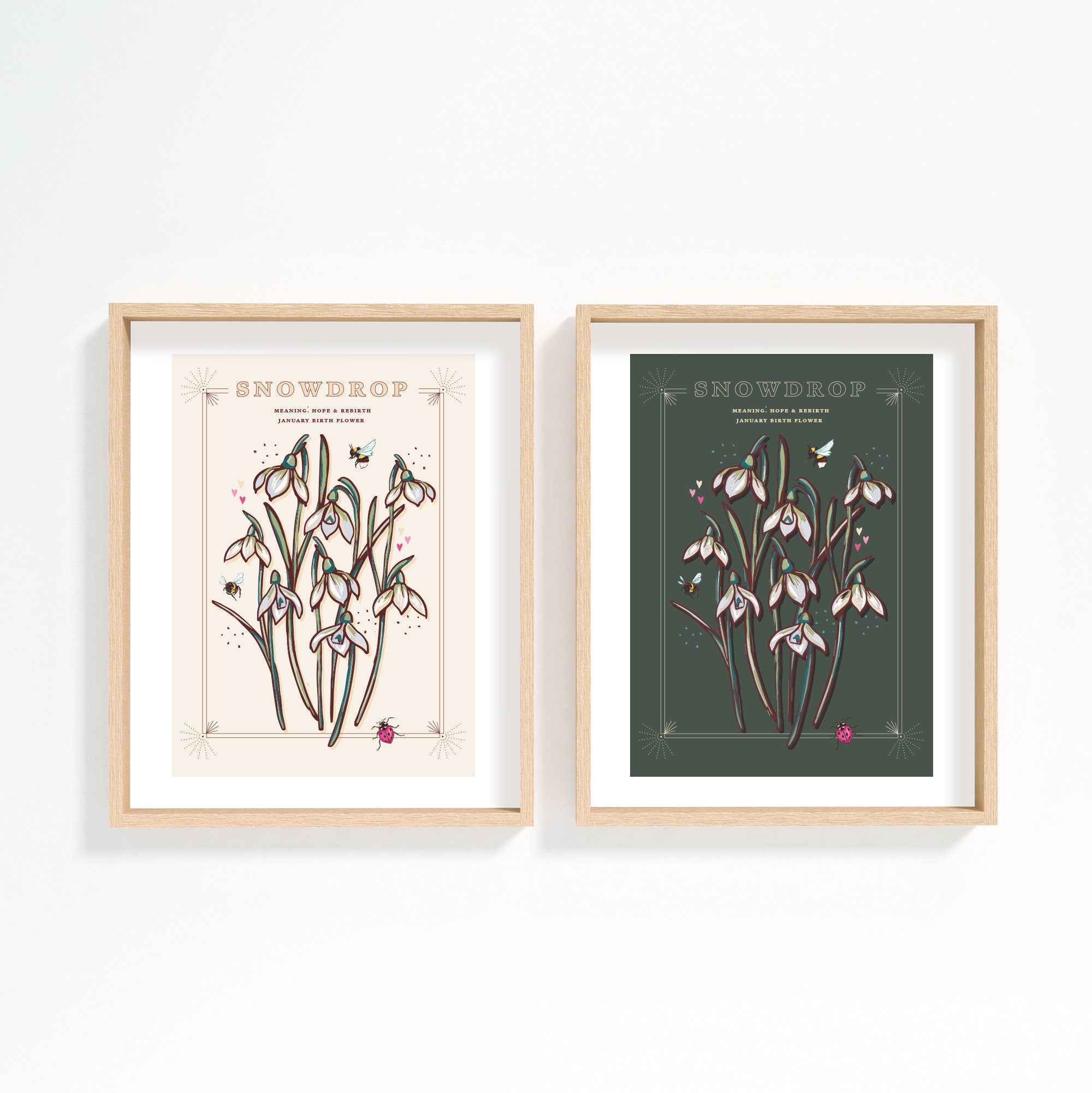 Snowdrops January Birth Flower Wall Art Print